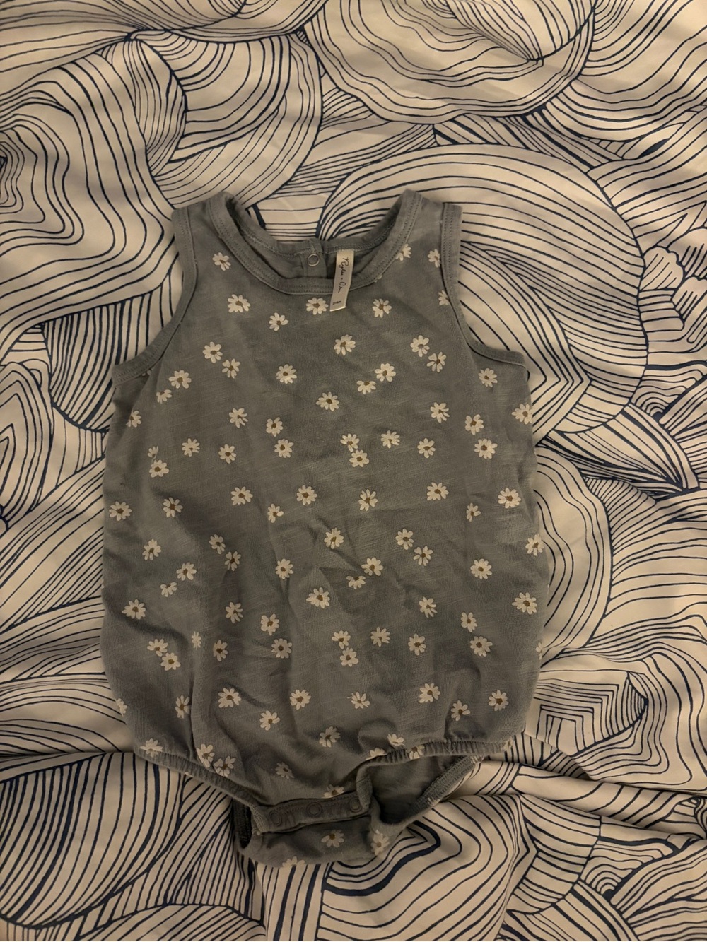Rylee + Cru Blue Floral Sleeveless Baby Bodysuit